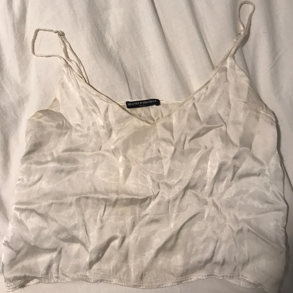 Brandy Melville White Silk Top